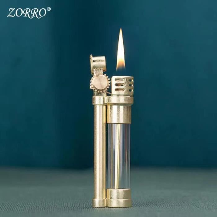 Briquet à Kérosène Rétro Mécanique Coupe-Vent En Métal – Style Vintage Gold, Flamme Stable, Idéal Camping, Bougies, Voyages (Sans Carburant)