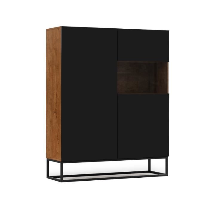Roman - buffet haut - 2 portes - 120 cm - Bois / Noir Roman - buffet haut - 2 portes - 120 cm - Bois / Noir