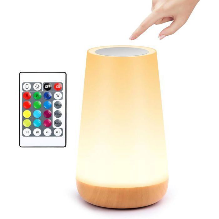 Lampe De Chevet Tactile LED Vintage, Veilleuse USB Avec 3 Modes D'éclairage, Blanc Et Argent