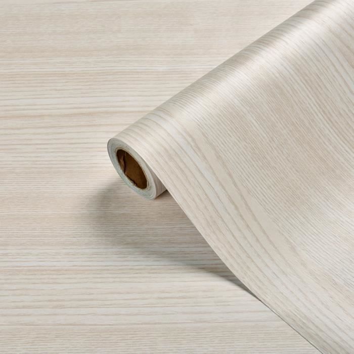 DAMILY® Papier Peint 0.4m*1m Imitation Grain De Bois-Grain De Chêne Blanc