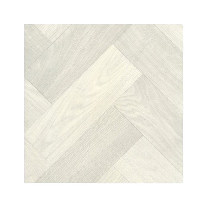 Sol PVC Textile Imitation Parquet blanchi à chevrons - 3m x 4m