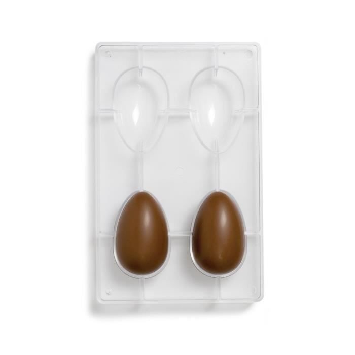 Moule Italien Qualité Moule à Œufs Chocolat Polycarbonate - 2 Cavités - 150x100mm - Professionnel 2 Cavités Brillant