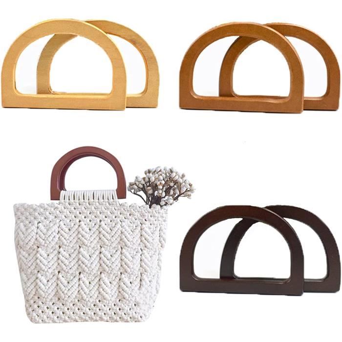 6 pièces anses de sac en bois anse pour sac à main bois poignée de sac à main en bois de remplacement pour sac, portefeuilles, sacs