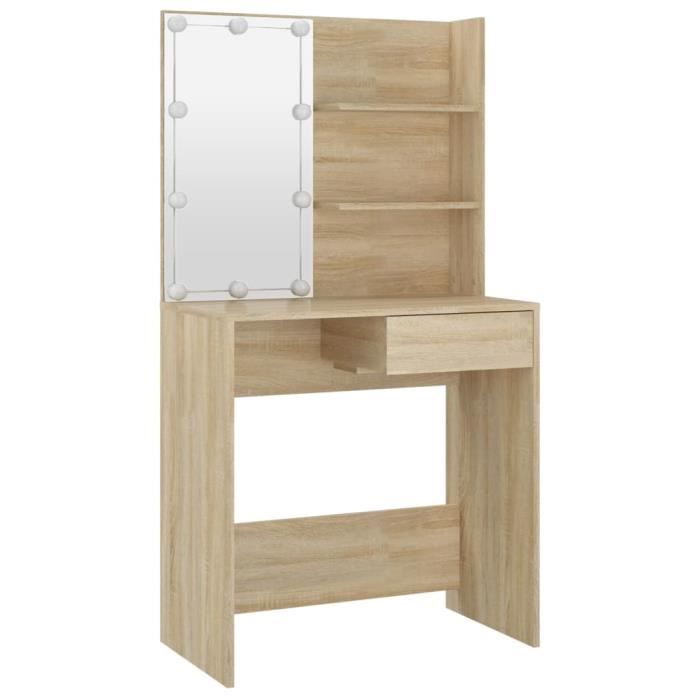 Coiffeuse avec miroir chêne sonoma 86,5x35x136 cm - Coiffeuse - Meuble De Chambre - Table De