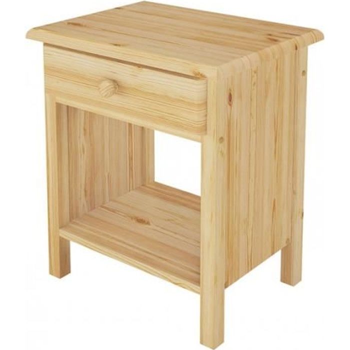 table de chevet - erst-holz - 90.20-k0 - bois massif - 1 tiroir - 1 grande niche