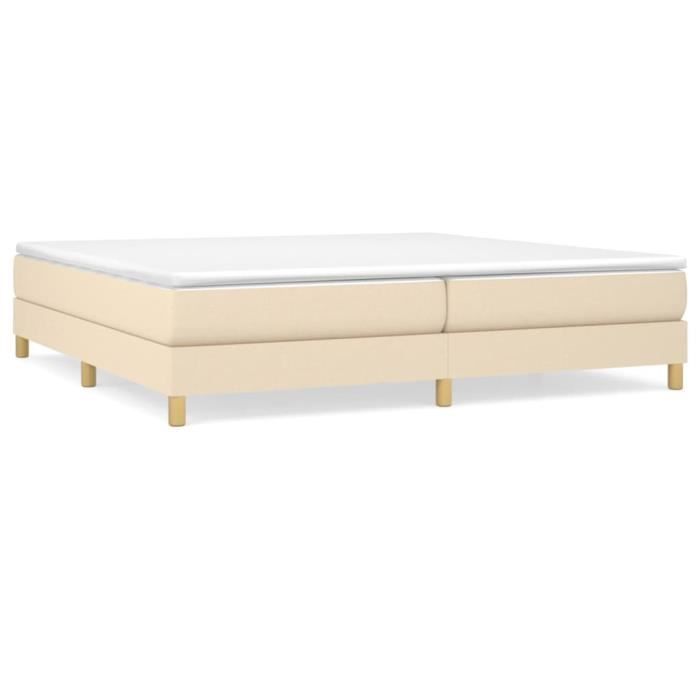 Sommier à ressorts de lit Crème 200x200 cm Tissu - ESTINK - Tapissier - 2 personnes