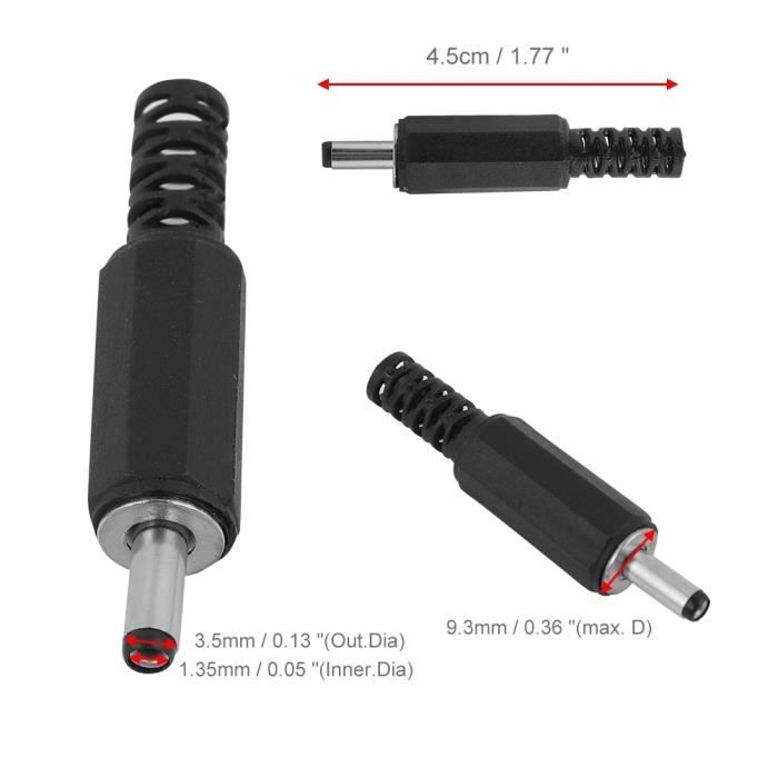 HEG connecteur de prise 20pcs 3 5 Mm X 1 35 Mm DC Mle Adaptateur Secteur Connecteur Jack QCS