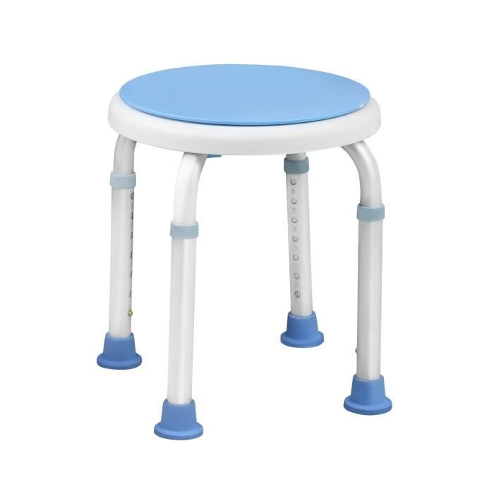 Tabouret de douche - HENGMEI - Modèle A - Rotation 360° - Hauteur réglable - Portée 200 kg
