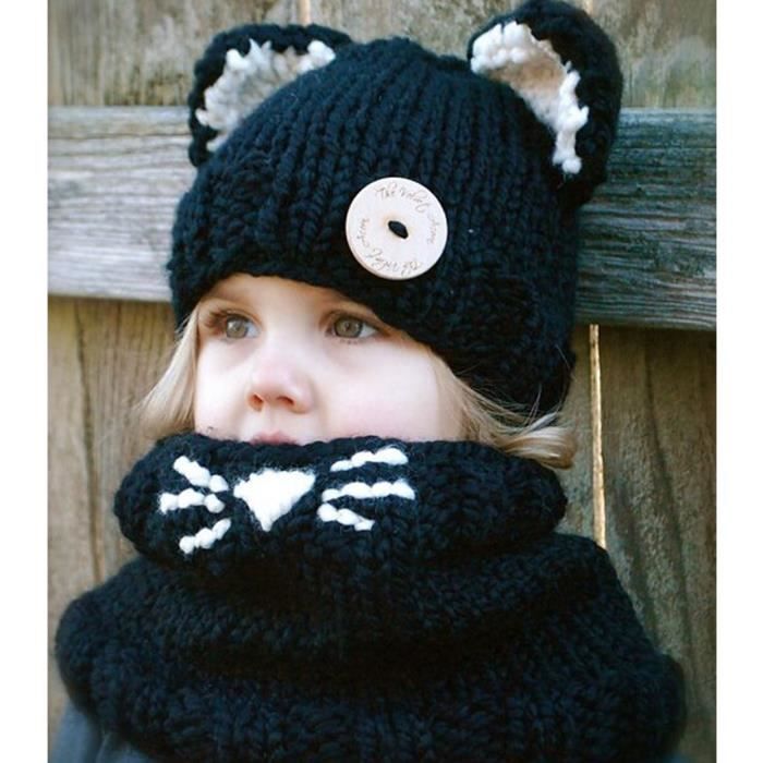 Chapeau en laine pour enfants, bonnet d'oreille chaud pour bébé garçon et  fille, mignon, boule de laine, tout à la mode, 2-8 ans, hiver - AliExpress