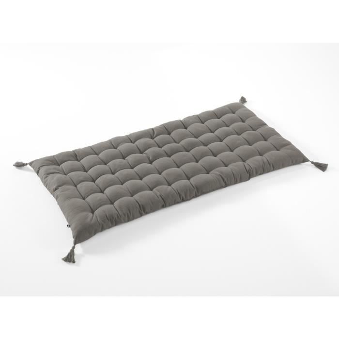 Futon dextérieur 60x120cm KALA - LEFFET PAPILLON - 100% coton déperlant et anti-UV - Gris Granit