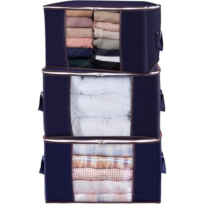 3 Boîtes De Rangement Draps Pliables - Tissu Oxford 600D, 40x30x25cm (Blanc)