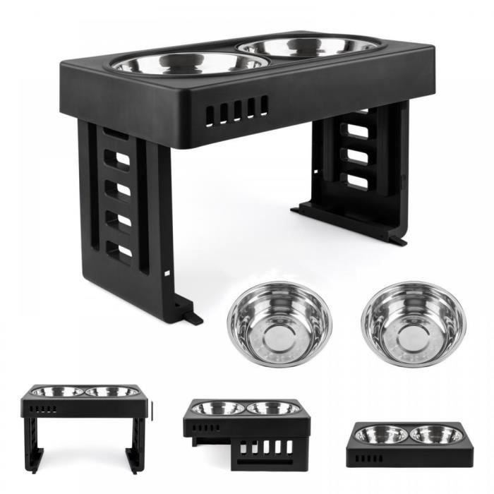 Comparer les prix de Gamelle Surélevée MENGDA - 2 gamelles antidérapantes en acier inoxydable - Noir