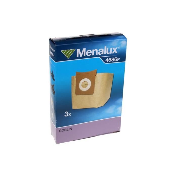 Sac Aspirateur - Menalux - Goblin 4686P - 3 pcs - Sac Collecteur de Poussières - Mixte - Menalux