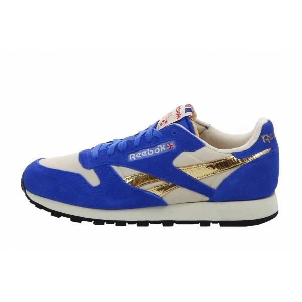 Basket Reebok Classic Leather Vintage Bleu Beige Or V55098 Homme Cuir Lacets Bleu Bleu Cdiscount Chaussures