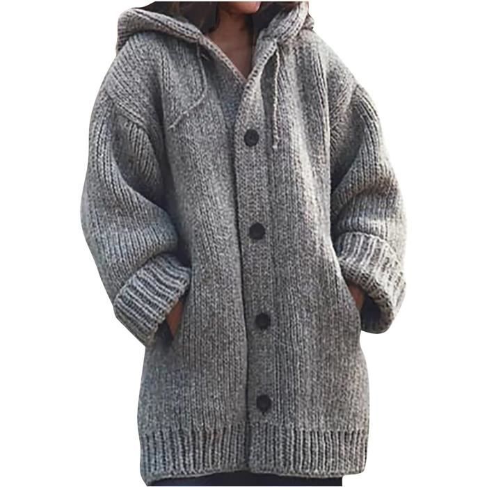 Manteau Caban Femme avec Poche Bouton Couleur Uni Baggy Regular