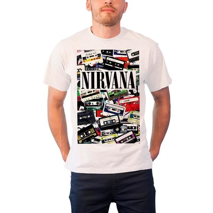 Nirvana Cassettes T-Shirt Manches Courtes Blanc 