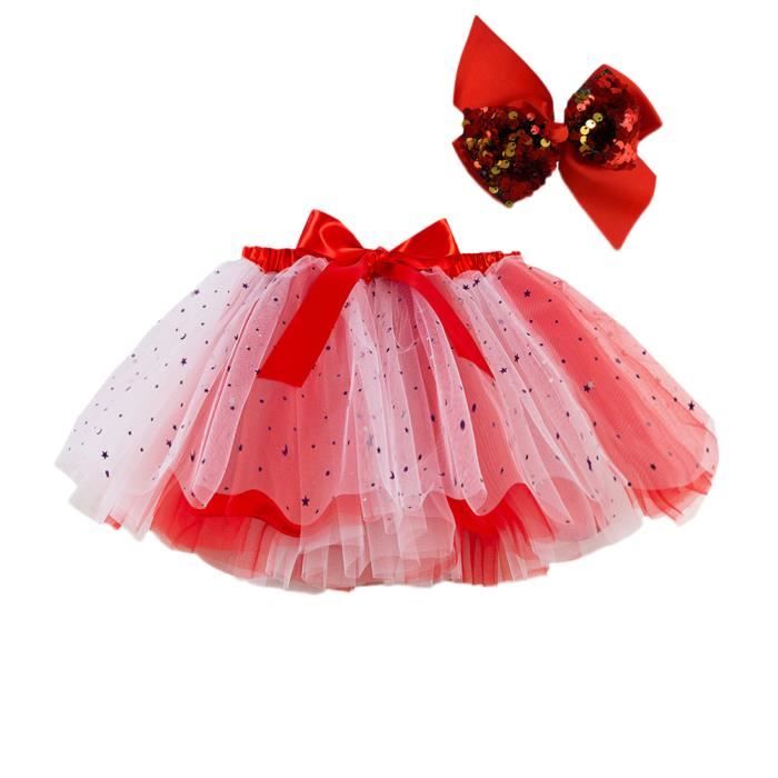 Jupe Danse Fille 1-8 Ans Jupe Tiered Jupe Tulle Jupe avec épingle à Cheveu  Ballet Fête Princesse Jupe Enfant Rouge blanc Rouge blanc - Cdiscount  Prêt-à-Porter