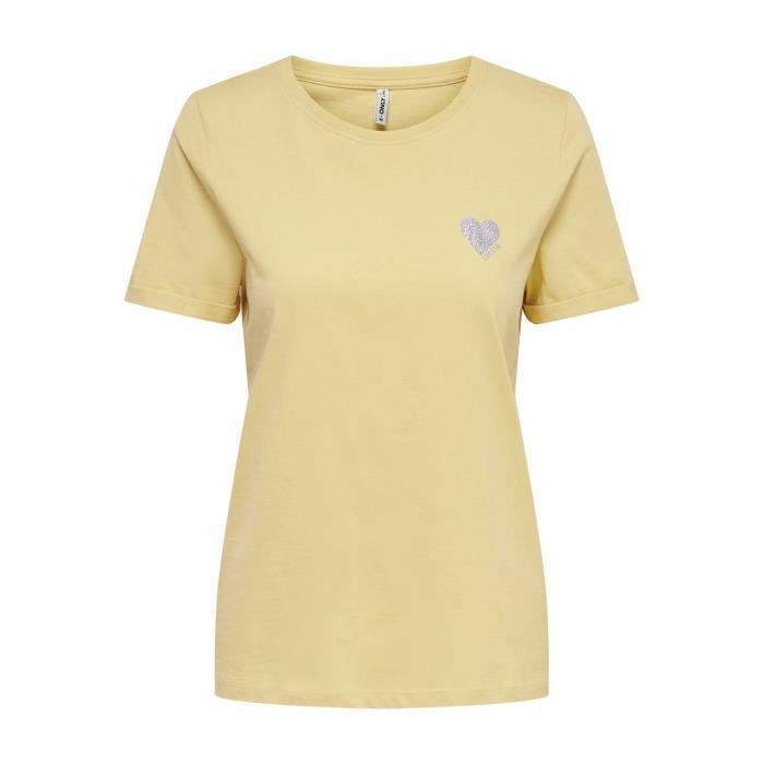 T-shirt femme Only Onlkita Logo Top Noos - jaune
