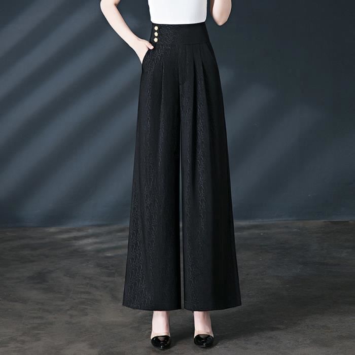 Pantalon Femme TooCool Ample Taille Haute - Boho Chic Basique été, Polyester, Italie