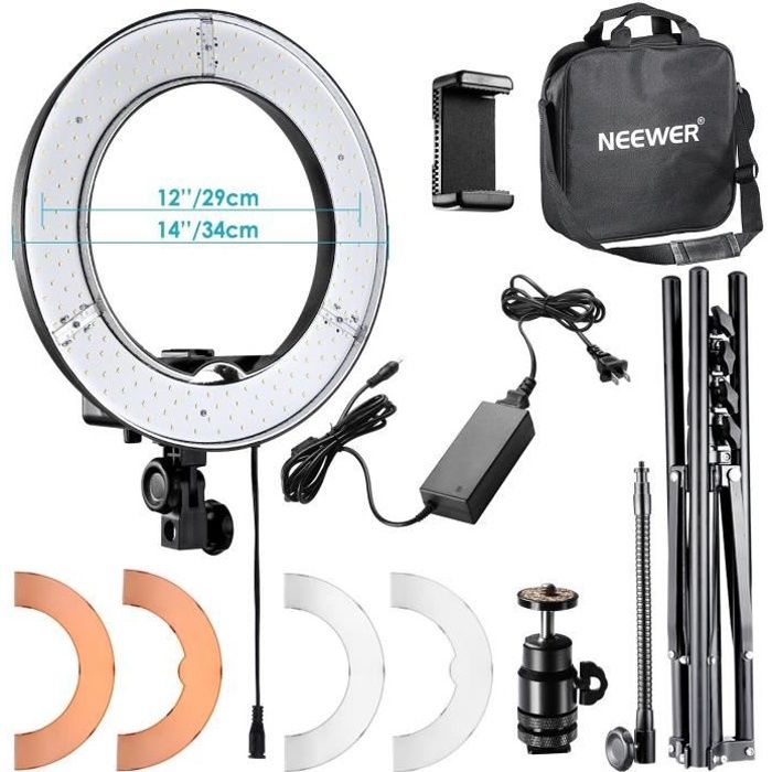 Flash Photo - Neewer RL-12 LED Ring Light 14" outer-12 on Center with Light Stand, Soft Tube, Filter, Bluetooth Receiver pour