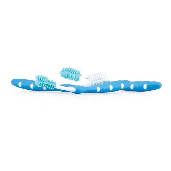 Nuby Lot De 3 Brosses A Dents Bleu 3 Mois Cdiscount Puericulture Eveil Bebe