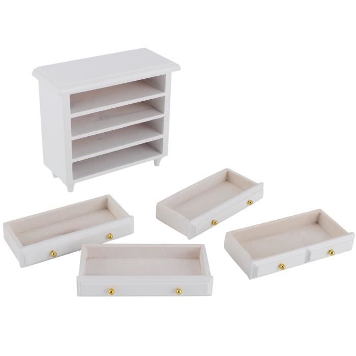 Armoire Miniature Blanche 1/12 En Bois – Meuble Poupée Maison De Poupée, Fait Main