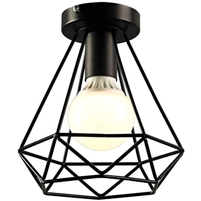 Plafonnier Industrielle en Métal Fer Cage Diamant Retro Lustre suspension luminaire pour couloir,entrée,allée, porche