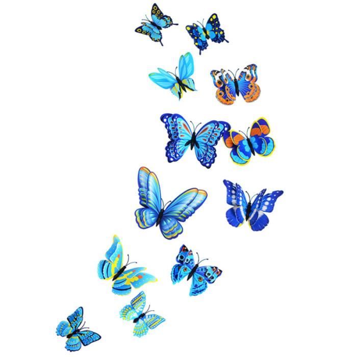 Autocollants Muraux 3D Papillons 48 Pièces 4 Styles 3 Tailles Métalliques Or Amovibles
