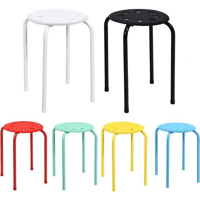 RELAX4LIFE Lot de 6 Tabourets Ronds de Bar pour Enfants/Adultes Tabourets Empilables Légers 37 x 44 CM Charge 100KG