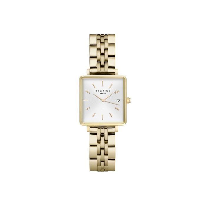 ROSEFIELD Montre  Femme "The Boxy XS" Quartz - Bo&icirc;tier m&eacute;tal dor&eacute; - QMWSG-Q021