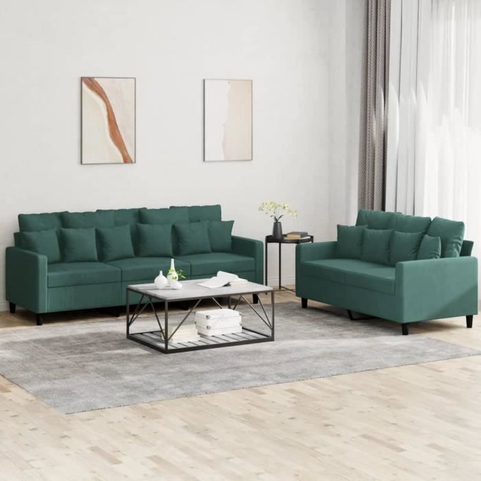 Ensemble de canapés - SALUTUYA - BD3916 - 2 places - Velours vert foncé - Confortable
