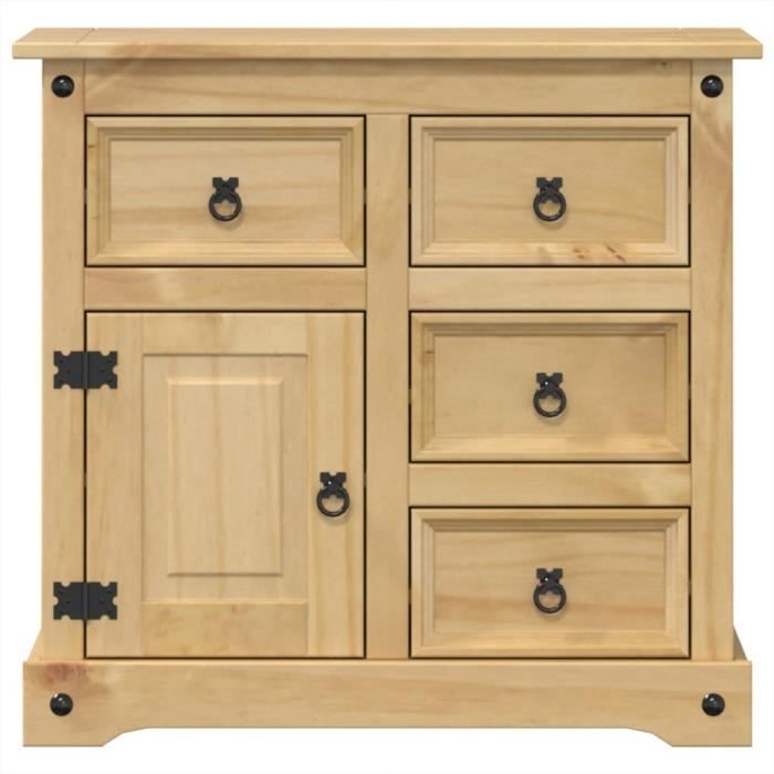 Buffet - SALALIS - Corona - Bois massif de pin - 87x40x76 cm - 2 portes - Style campagne