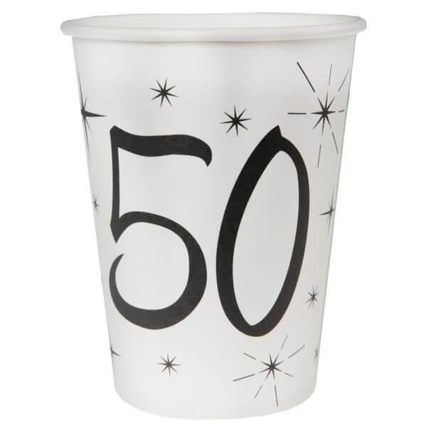 Gobelet anniversaire élégant 50ans blanc et noir (x10) R/5242 Matière  carton - Cdiscount Maison