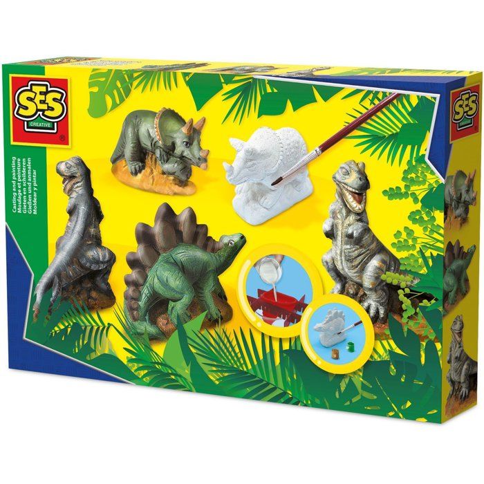 Moulage et peinture - SES CREATIVE - Hobby Blue - Dinosaures - Moules réutilisables - Peinture lavable - Age : 5+