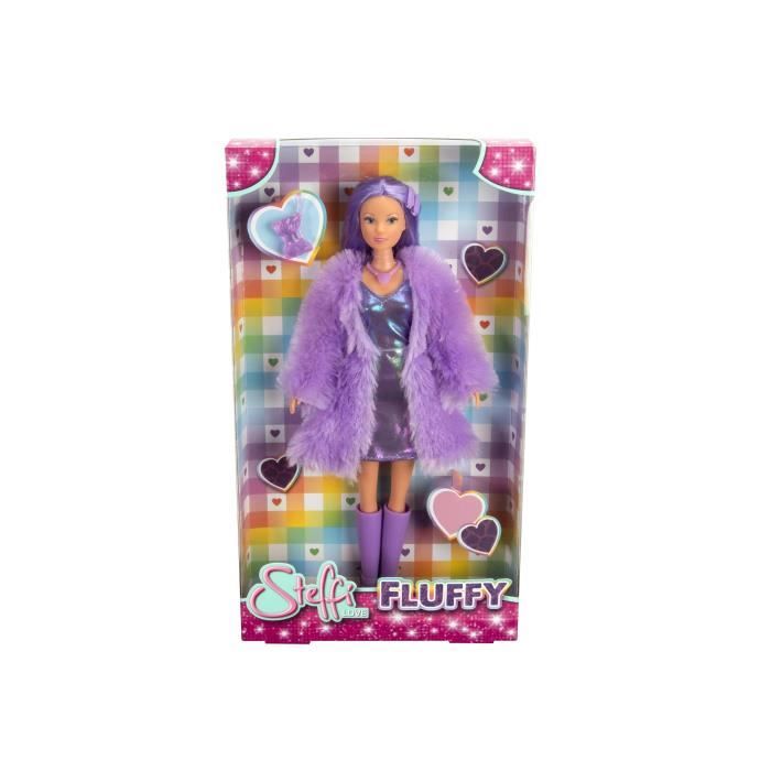 Poupée - SIMBA - Steffi Love Fluffy - 29 cm - Robe pailletée violette - Accessoires assortis Poupée - SIMBA - Steffi Love Fluffy - 29 cm - Robe pailletée violette - Accessoires assortis