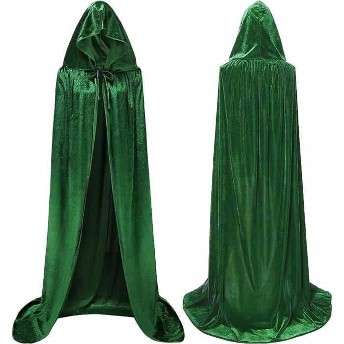 Cape De Vampire Noire En Velours Avec Capuche - Longueur 150 Cm - Pour Halloween, Carnaval Et Cosplay