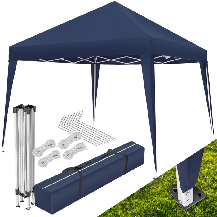 Barnum - TECTAKE - Tonnelle LINOSA pliable avec parois déperlantes et résistant UV cordes piquets et sac inclus 3 x 3 m - Bleu