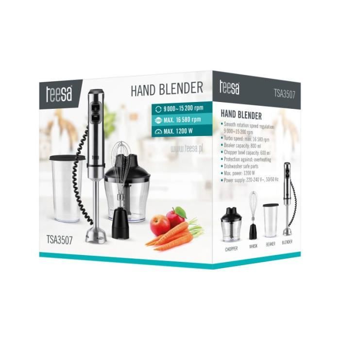 Powerful teesa TSA3542B Blender 500W 1.5L BPA Free, Black, Easy
