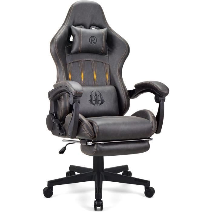 Chaise Gamer Bayt - Bureau Ergonomique Réglable - Dossier Et Hauteur Ajustables - Pivot 360° - Accoudoirs - Noir/Gris - 12