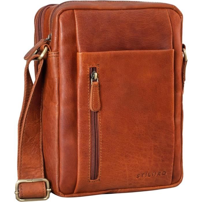 STILORD 'Nathan' Sac à Bandoulière Homme Cuir Véritable Vintage - Besace Messager Pour Tablette 10.1"