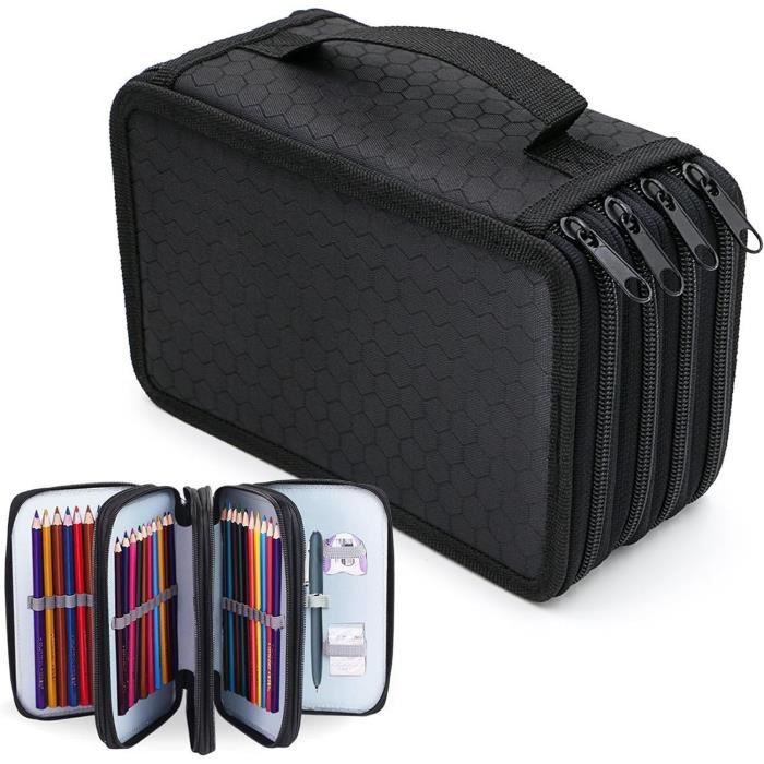 WUISOLQP Grande Trousse Noire Avec 72 Emplacements, Amovible, 5
