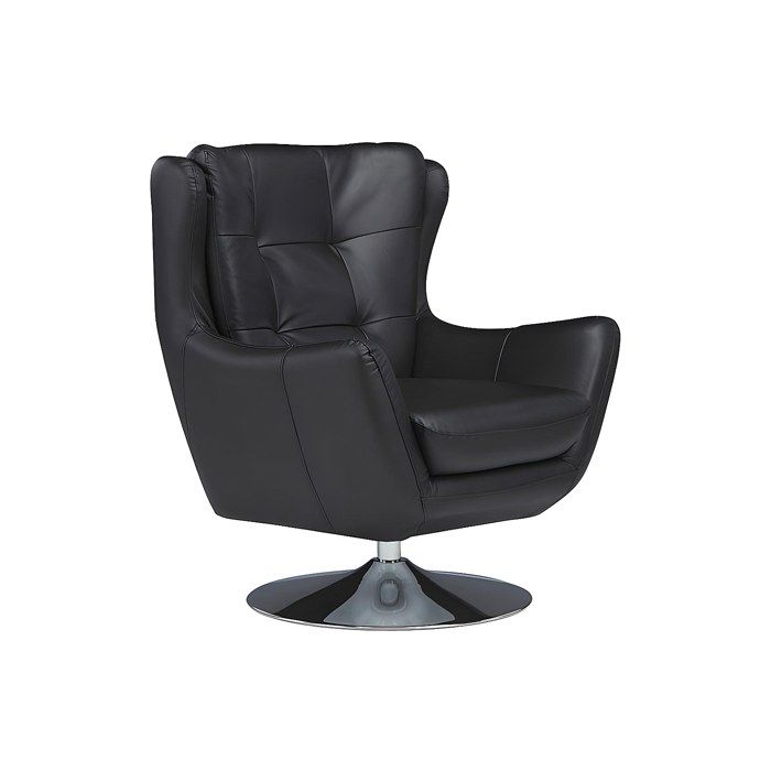 Fauteuil pivotant en cuir de buffle noir ANABA