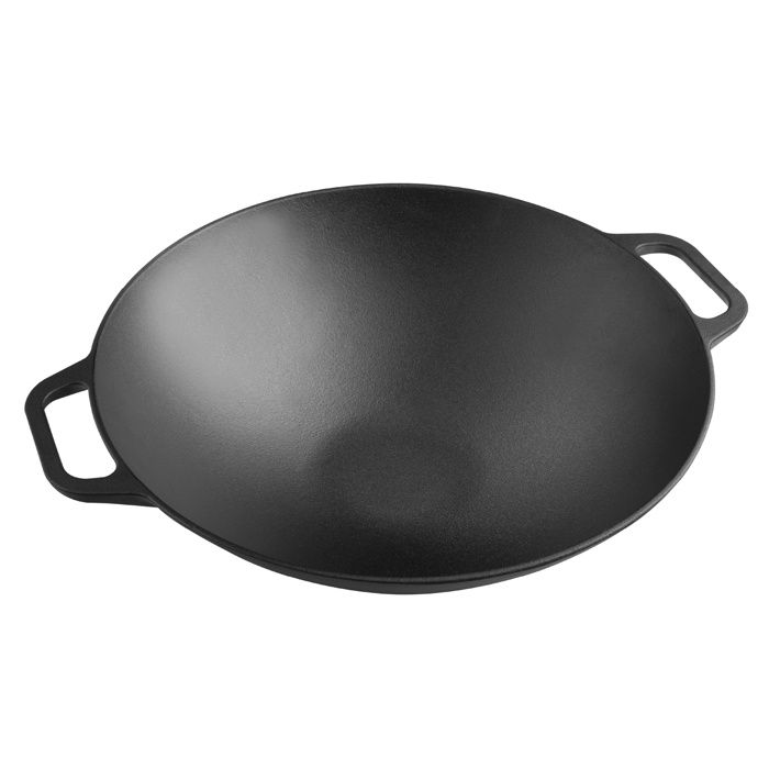 Wok en Fonte Émaillée Induction 35 5cm Convient pour le Feu Barbecue Four Victoria 30926 Noir