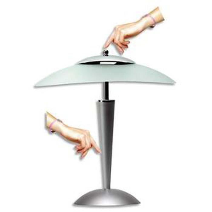 Lampe à Leds Cristal tactile argenté - Vasque verre dépoli 42 x 21 cm H47 cm et Socle D19cm Lampe à Leds Cristal tactile argenté - Vasque verre dépoli 42 x 21 cm H47 cm et Socle D19cm