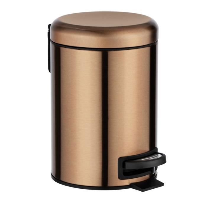Poubelle Salle De Bain à Pédale 3L Onyx - Acier Inox Effet Marbre, Design Élégant WENKO
