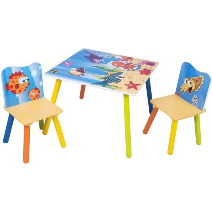WOLTU 1 Table d'enfant 2 chases avec Espace de Rangement pour