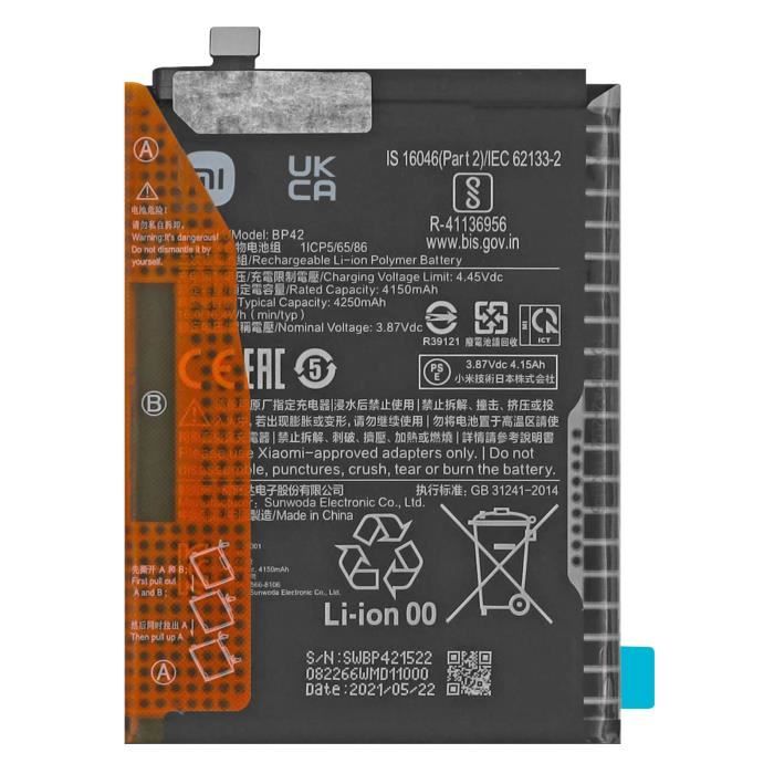 Batterie Remplacement Xiaomi Mi 11 Lite 4250mAh - Compatible Modèle BP42, Haute Capacité, Certifiée CE