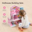 Maison de poupée en bois avec accessoires pour poupées entre 7 et 12 cm, douce grande maison de rêve-1