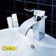 iDeko® Robinet Mitigeur de Lavabo laiton cascade Finition Chromée céramique avec flexible-1