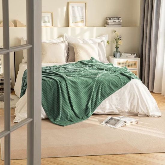 Couverture Polaire MIULEE - Plaid En Velours Brun - 150x200 Cm - Unisexe - Lavable Machine